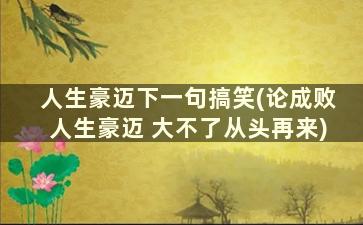 人生豪迈下一句搞笑(论成败人生豪迈 大不了从头再来)